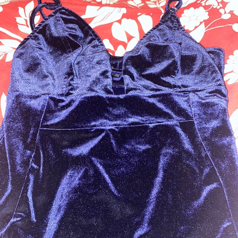 Blue velvet dress
